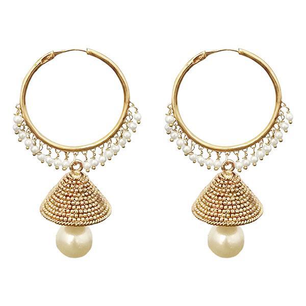 Kriaa Gold Plated Pearl Jhumki Earrings - 1313046