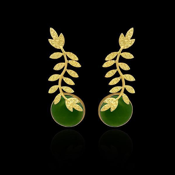 Kriaa Resin Stone Gold Plated Leaf Design Dangler Earrings - 1313101B