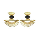 Kriaa Black Stone Gold Plated Dangler Earrings - 1313105B