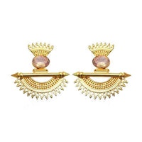 Kriaa Pink Crystal Stone Gold Plated Dangler Earrings - 1313105C