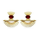 Kriaa Maroon Stone Gold Plated Dangler Earrings - 1313105D