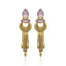 Kriaa Pink Crystal Stone Gold Plated Dangler Earrings - 1313106A