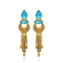 Kriaa Blue Crystal Stone Gold Plated Dangler Earrings - 1313106C