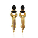 Kriaa Black Resin Stone Gold Plated Dangler Earrings - 1313106D