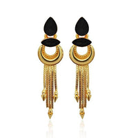 Kriaa Black Resin Stone Gold Plated Dangler Earrings - 1313106D