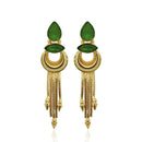 Kriaa Green Crystal Stone Gold Plated Dangler Earrings - 1313106E