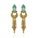 Kriaa Blue Crystal Stone Gold Plated Dangler Earrings - 1313106F