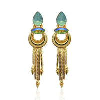 Kriaa Blue Crystal Stone Gold Plated Dangler Earrings - 1313106F