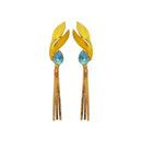 Kriaa Blue Crystal Stone Gold Plated Dangler Earrings - 1313107B