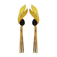 Kriaa Black Resin Stone Gold Plated Dangler Earrings - 1313107C