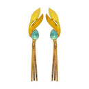 Kriaa Blue Crystal Stone Gold Plated Dangler Earrings - 1313107D