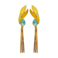 Kriaa Blue Crystal Stone Gold Plated Dangler Earrings - 1313107D