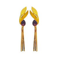 Kriaa Purple Crystal Stone Gold Plated Dangler Earrings - 1313107E