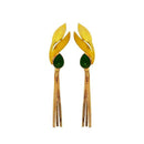 Kriaa Green Crystal Stone Gold Plated Dangler Earrings - 1313107F