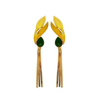 Kriaa Green Crystal Stone Gold Plated Dangler Earrings - 1313107F