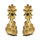 Kriaa Green Austrian Stone Pearl Drop Gold Plated Dangler Earrings - 1313114E