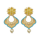 Kriaa Blue Austrian Stone Pearl Drop Gold Plated Dangler Earrings - 1313117D