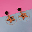 Urthn Gold Plated Brown Star Design Dangler Earrings - 1313206F