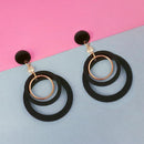 Urthn Gold Plated Black Wood Dangler Earrings - 1313207E