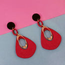 Urthn Red Wood Dangler Earrings - 1313208B