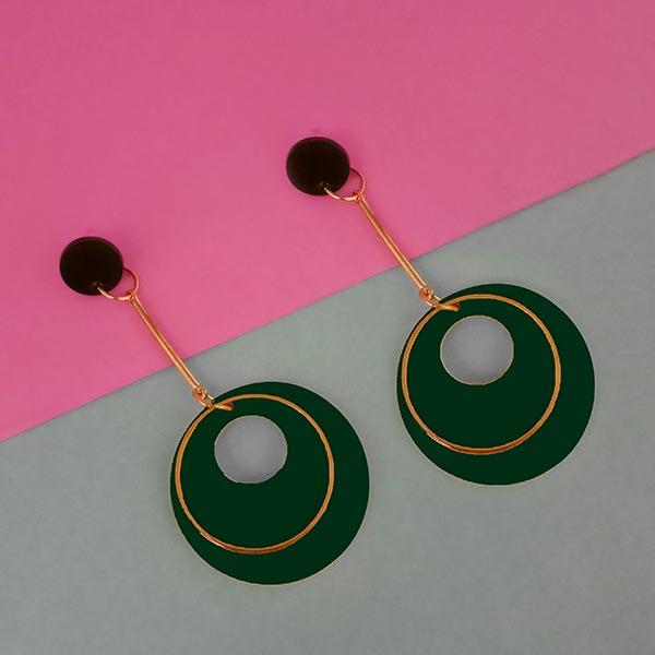 Urthn Green Wood Dangler Earrings - 1313210C