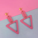 Urthn Pink Wood Gold Plated Dangler Earrings - 1313211C