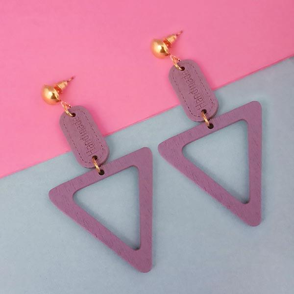 Urthn Gold Plated Purple Wood Dangler Earrings - 1313211E