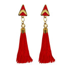 Jeweljunk Gold Plated Red Thread Tassel Earrings - 1313301C