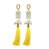 Jeweljunk Yellow Thread Gold Plated Tassel Earrings - 1313307D