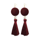 Jeweljunk Maroon Thread Gold Plated Tassel Earrings - 1313308E