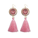 Jeweljunk Gold Plated Pink Thread Tassel Earrings - 1313309B