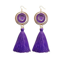 Jeweljunk Gold Plated Purple Thread Tassel Earrings - 1313309E