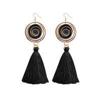 Jeweljunk Black Thread Gold Plated Tassel Earrings - 1313309F
