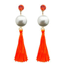 Tip Top Fashions Orange Thread Gold Plated Tassel Earrings - 1313314D