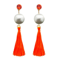 Tip Top Fashions Orange Thread Gold Plated Tassel Earrings - 1313314D