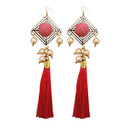 Jeweljunk Red Thread Gold Plated Tassel Earrings - 1313316C