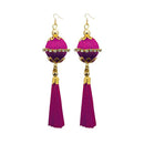 Jeweljunk Gold Plated Pink Thread Tassel Earrings - 1313317A