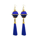 Jeweljunk Gold Plated Blue Thread Tassel Earrings - 1313317B
