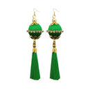 Jeweljunk Green Thread Gold Plated Tassel Earrings - 1313317E
