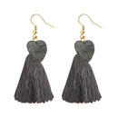 Jeweljunk Gold Plated Grey Thread Tassel Earrings - 1313318B
