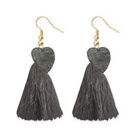 Jeweljunk Gold Plated Grey Thread Tassel Earrings - 1313318B