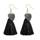 Jeweljunk Black Thread Gold Plated Tassel Earrings - 1313318F