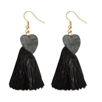 Jeweljunk Black Thread Gold Plated Tassel Earrings - 1313318F