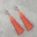 Jeweljunk Peach Thread Peacock Design Tassel Earrings - 1313321A