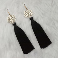 Jeweljunk Black Thread Gold Plated Tassel Earrings - 1313327B