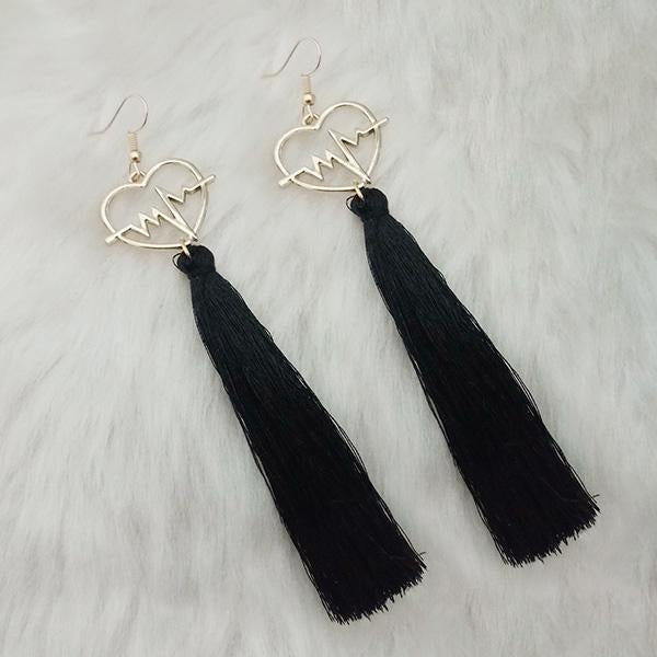 Jeweljunk Thread Gold Plated Heart Design Tassel Earrings - 1313328B