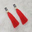 Jeweljunk Red Thread Gold Plated Tassel Earrings - 1313331F