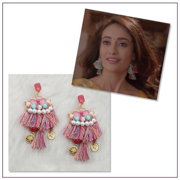 Jeweljunk Thread Gold Plated Multi Stone Tassel Earrings - 1313332E