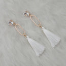 Jeweljunk Gold Plated White Thread Tassel Earrings - 1313333F
