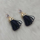 Jeweljunk Gold Plated Black Thread Earrings - 1313334B